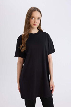 DeFacto Regular Fit Bisiklet Yaka Basic Düz Kısa Kollu Tişört Tunik A8351AX25SPBK27