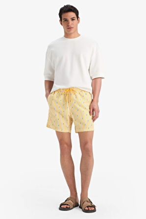 DeFacto Çizgili File Astarlı Kısa Boy Deniz Şortu E0950AX25HSYL190