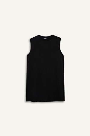 Regular Fit Bisiklet Yaka Basic Düz Kolsuz Tişört