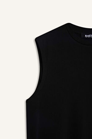 Regular Fit Bisiklet Yaka Basic Düz Kolsuz Tişört