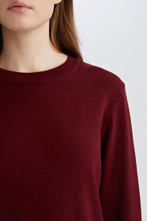 DeFacto Regular Fit Bisiklet Yaka Yırtmaçlı Basic Düz Kazak Tunik H3431AZ24AUBR459