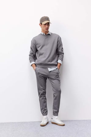DeFacto Boxy Fit Bisiklet Yaka Basic Düz Pike Sweatshirt E1519AX25SPGR206
