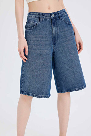 Normal Bel Jean Bermuda Şort