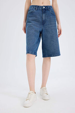 Normal Bel Jean Bermuda Şort