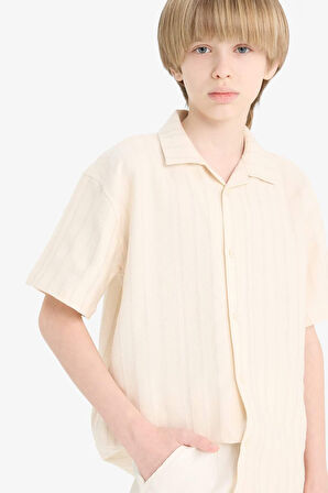 DeFacto Erkek Çocuk Oversize Geniş Kalıp Polo Yaka Kısa Kollu Gömlek E5831A825HSBG33