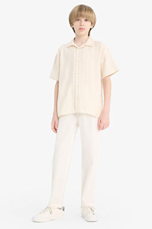 DeFacto Erkek Çocuk Oversize Geniş Kalıp Polo Yaka Kısa Kollu Gömlek E5831A825HSBG33