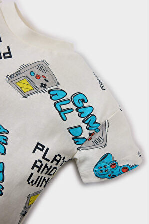 DeFacto Erkek Bebek Bisiklet Yaka Desenli Kısa Kollu Tişört E8474A525SMER98