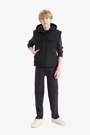 Erkek Çocuk Su Geçirmez Kapüşonlu Fermuarlı Yelek