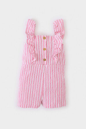 Kız Bebek Çizgili Poplin Tulum