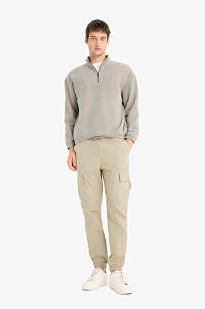 Boxy Fit Dik Yaka Yarım Fermuarlı Polar Sweatshirt 