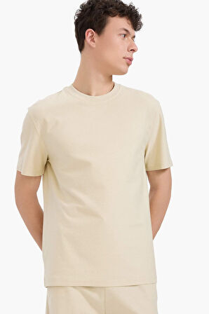 DeFacto %100 Pamuk Regular Fit Bisiklet Yaka Kısa Kollu Ağır Kumaş Tişört E2589AX25SMBG430