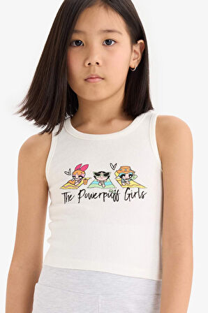 Kız Çocuk PowerPuff Girls Bisiklet Yaka Atlet