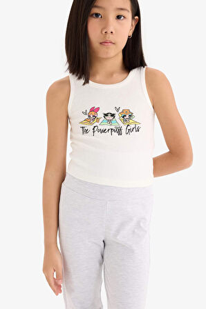 Kız Çocuk PowerPuff Girls Bisiklet Yaka Atlet