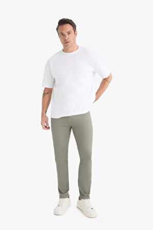 Slim Fit Dar Kesim Dar Paça Dokulu Pantolon