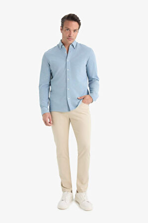 Slim Fit Dar Kesim Dar Paça Dokulu Pantolon