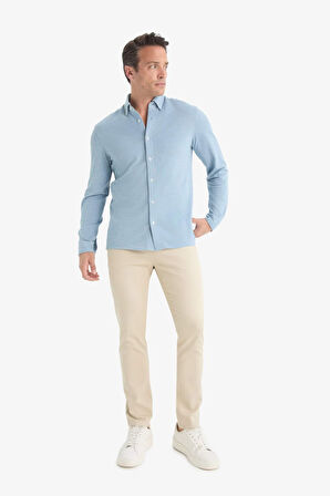 Slim Fit Dar Kesim Dar Paça Dokulu Pantolon