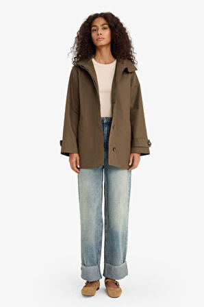 Regular Fit Kapüşonlu Kemerli Trençkot