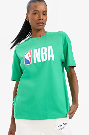 DeFactoFit NBA Wordmark Oversize Geniş Kalıp Bisiklet Yaka Kısa Kollu Tişört X2993AZ25SMGN689