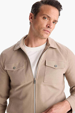 Slim Fit Dar Kesim Polo Yaka Fermuarlı Mont
