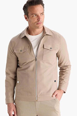 Slim Fit Dar Kesim Polo Yaka Fermuarlı Mont