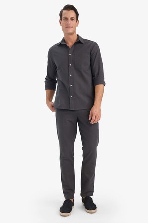 %100 Pamuk Slim Fit Beli Lastikli Keten Görünümlü Cepli Düz Paça Jogger Pantolon