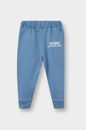 Erkek Bebek Beli Lastikli Baskılı Eşofman Altı