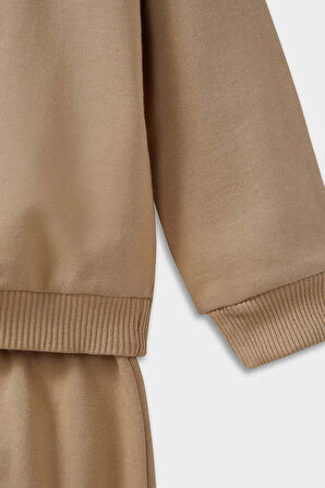 Erkek Bebek 2'li Takım Basic Düz Sweatshirt Eşofman Altı 
