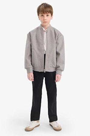 Erkek Çocuk Kolej Yaka Fermuarlı Bomber Mont 