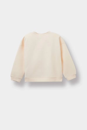 Defacto E8919A5BG744 Bej Kız Bebek Bisiklet Yaka Baskılı Sweatshirt