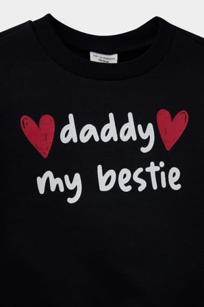 Defacto E9214A5BK27 Siyah Kız Bebek Bisiklet Yaka Baskılı İçi Yumuşak Tüylü Sweatshirt
