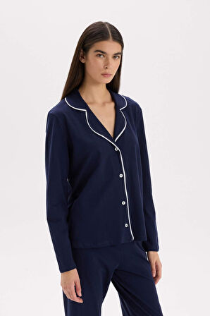 DeFacto Pijama Takımı Regular Fit Uzun Kollu Üst Uzun Altı-Fall in Love E2246AXNSNV31