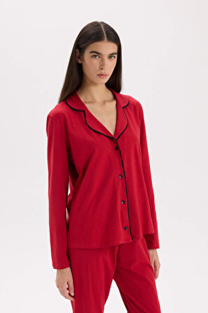 DeFacto Pijama Takımı Regular Fit Uzun Kollu Üst Uzun Altı-Fall in Love E2246AXNSRD59