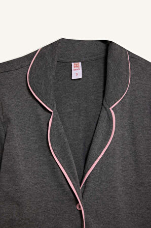 DeFacto Pijama Takımı Regular Fit Uzun Kollu Üst Uzun Altı-Fall in Love E2246AXNSAR198