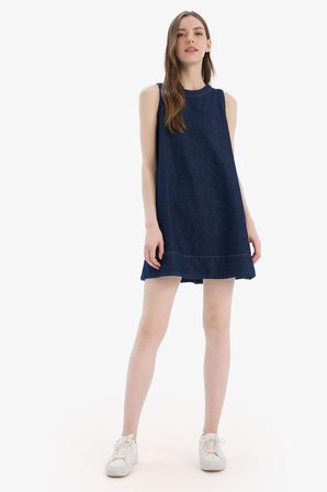 DeFacto %100 Pamuk Fashion Fıt Kolsuz Yumuşak Jean Elbise D8257AX25SMNM34
