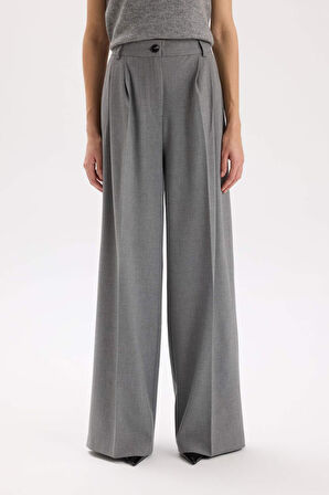 DeFacto Pantolon Wide Leg Cepli Yüksek Bel Geniş Bol Paça Uzun Boy E2772AX24WNGR27