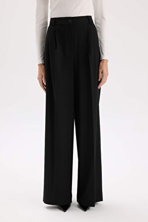 DeFacto Pantolon Wide Leg Uzun Boy Cepli Yüksek Bel Geniş Bol Paça E2799AX24WNBK81