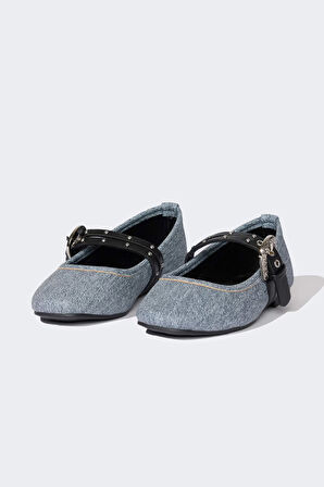 DeFacto Kız Çocuk Düz Taban Jean Görünümlü Babet D8898A825SMBE472