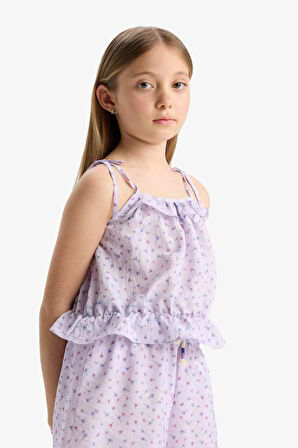 DeFacto Kız Çocuk Desenli Askılı Bluz D7632A825SMPR67