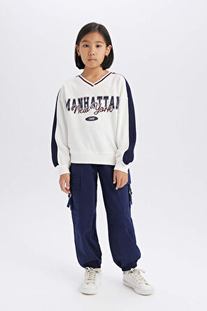 DeFacto Kız Çocuk Paraşüt Kargo Jogger Paça Pamuklu Pantolon D7608A825SPNV251