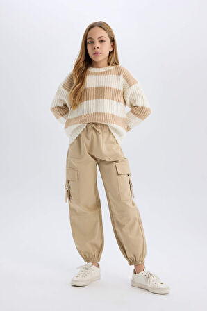 DeFacto Kız Çocuk Paraşüt Kargo Jogger Paça Pamuklu Pantolon D7608A825SPBG739