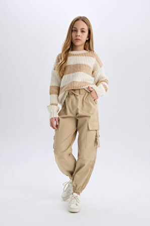 DeFacto Kız Çocuk Paraşüt Kargo Jogger Paça Pamuklu Pantolon D7608A825SPBG739