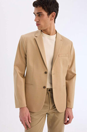 Slim Fit Dar Kesim Astarlı Blazer Ceket