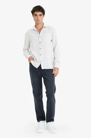 DeFacto %100 Pamuk Regular Fit Basic Düz Uzun Kollu Gömlek D7079AX25SPGR492