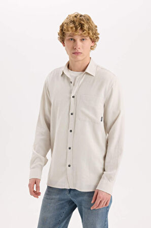 DeFacto %100 Pamuk Regular Fit Basic Düz Uzun Kollu Gömlek D7079AX25SPGR492