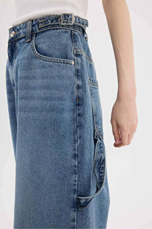 Baggy Fit Yüksek Bel Düz Paça Uzun Jean Pantolon
