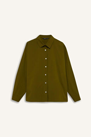 DeFacto Oversize Geniş Kalıp Poplin Basic Düz Uzun Kollu Gömlek E2677AX24WNKH451