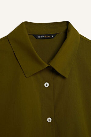 DeFacto Oversize Geniş Kalıp Poplin Basic Düz Uzun Kollu Gömlek E2677AX24WNKH451