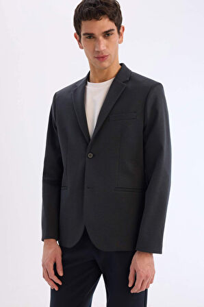 Slim Fit Dar Kesim Astarlı Blazer Ceket