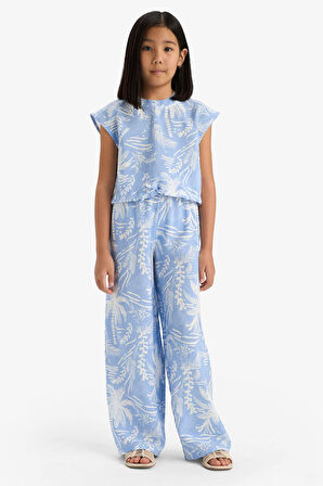 Kız Çocuk Desenli Kısa Kollu Bluz