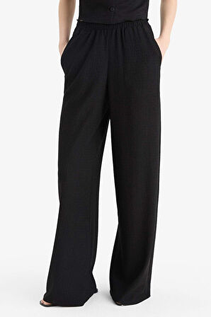 Coool Wide Leg Beli Lastikli Krep Pantolon